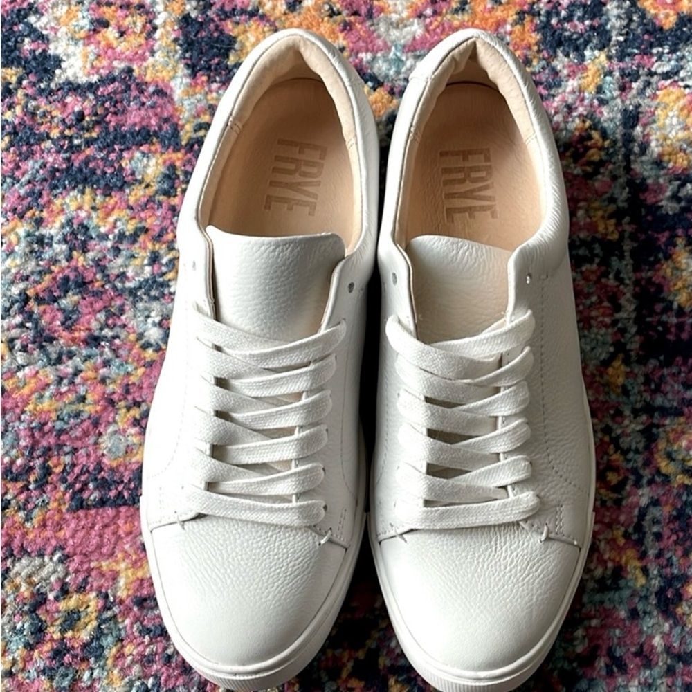 FRYE Ivy Low Lace White Leather Sneaker Shoes Size 8.5 NWOT Perfect Right NOW!☀️